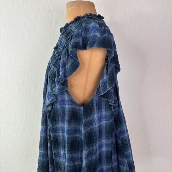 Free People Not Your Average Girl Plaid Top - Picture 5 of 8